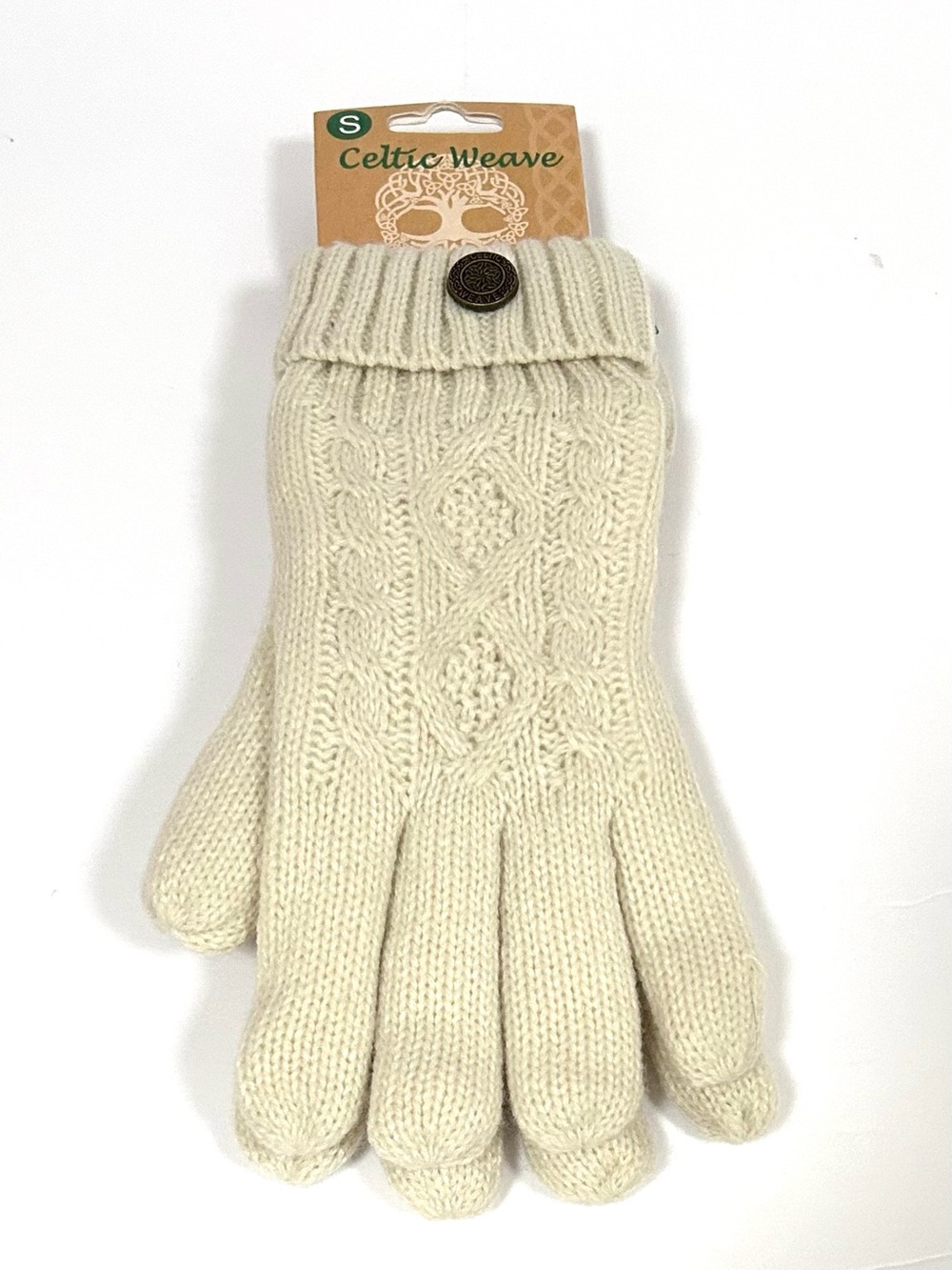 Celtic Weave Gloves Cable Knit Traditional Irish Knitwear Size S